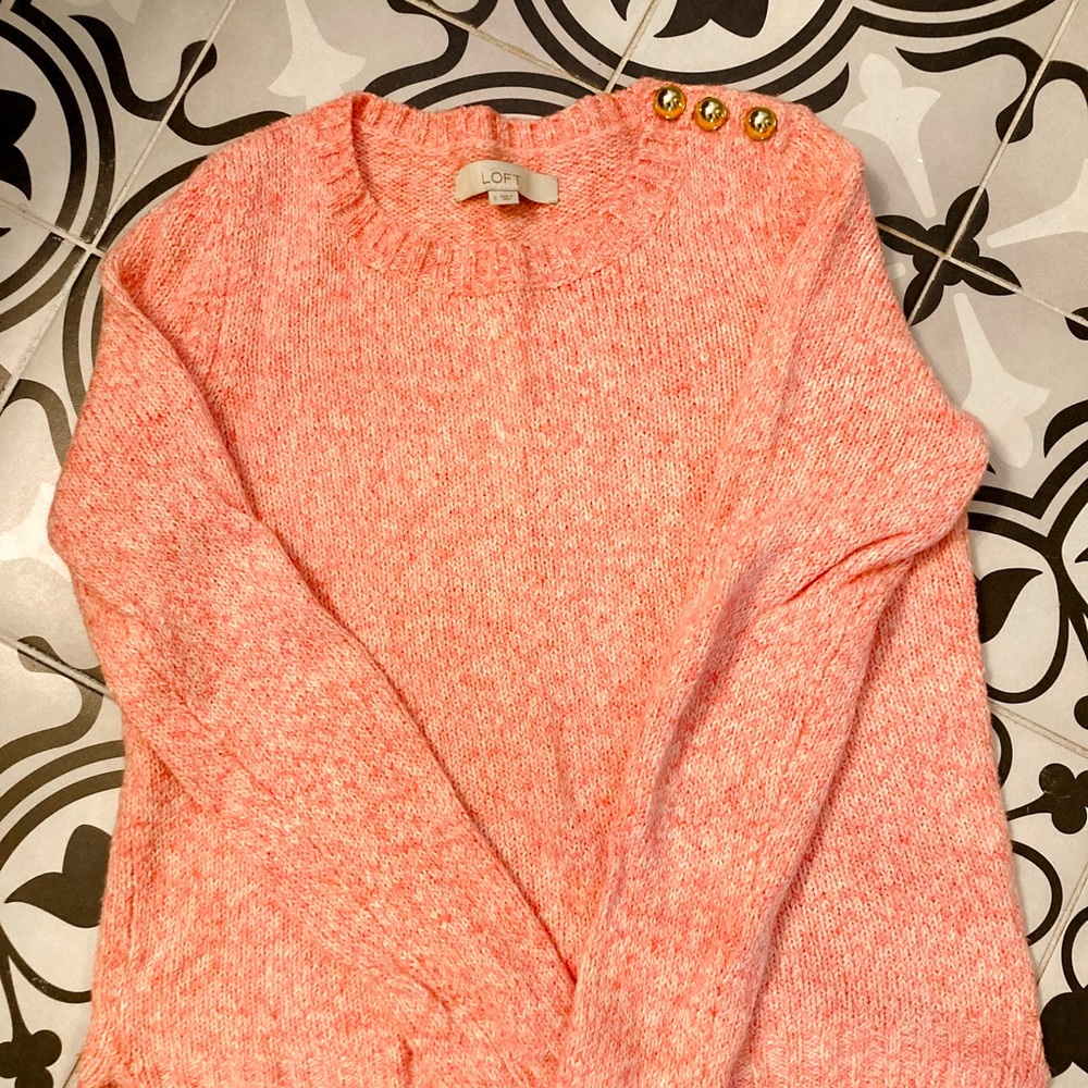 Loft sweater pink with shoulder buttons